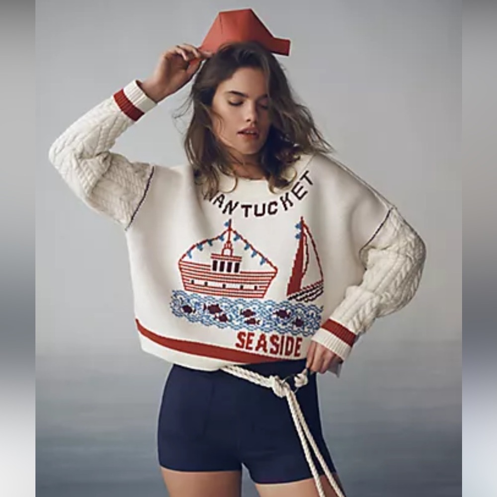 Anthropologie Maeve Marcie Naugatuck Seaside Knit Sweater
